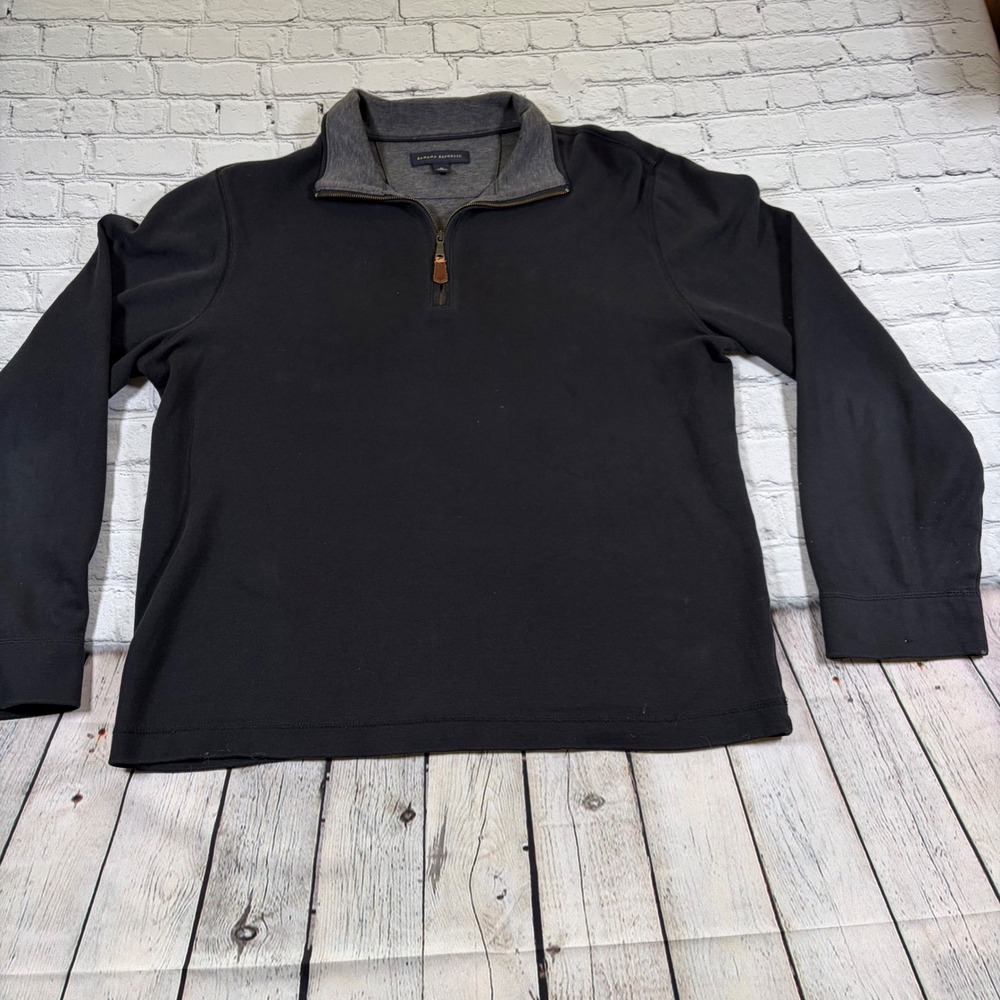 Banana Republic Mens Black Quarter Zip Pullover Mock Neck Sweater Size M 0381